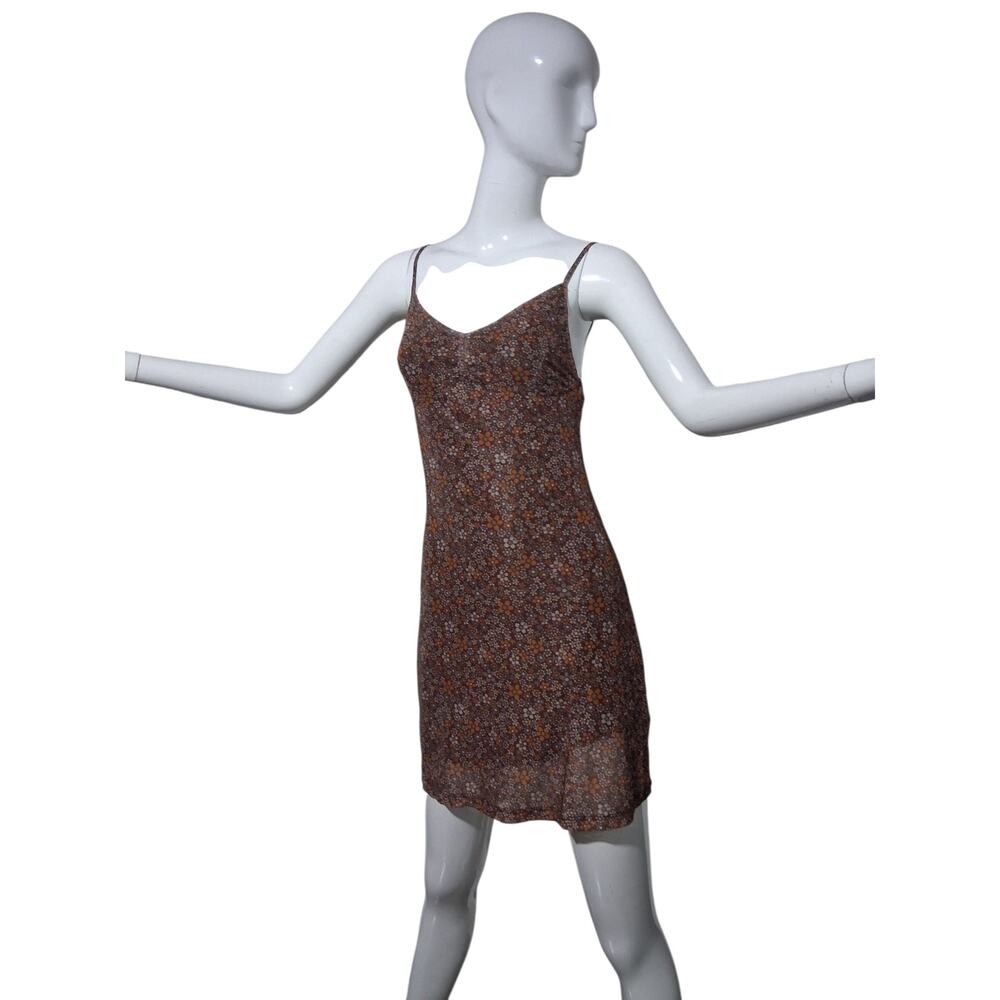 Y2k Motel Babydoll Womens size Medium Tintin Mini Dress In Flower Garden Brown